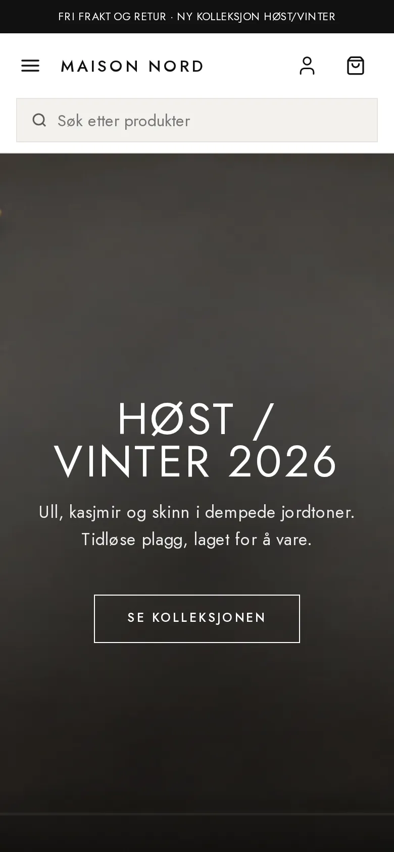Nettbutikken vist på mobil